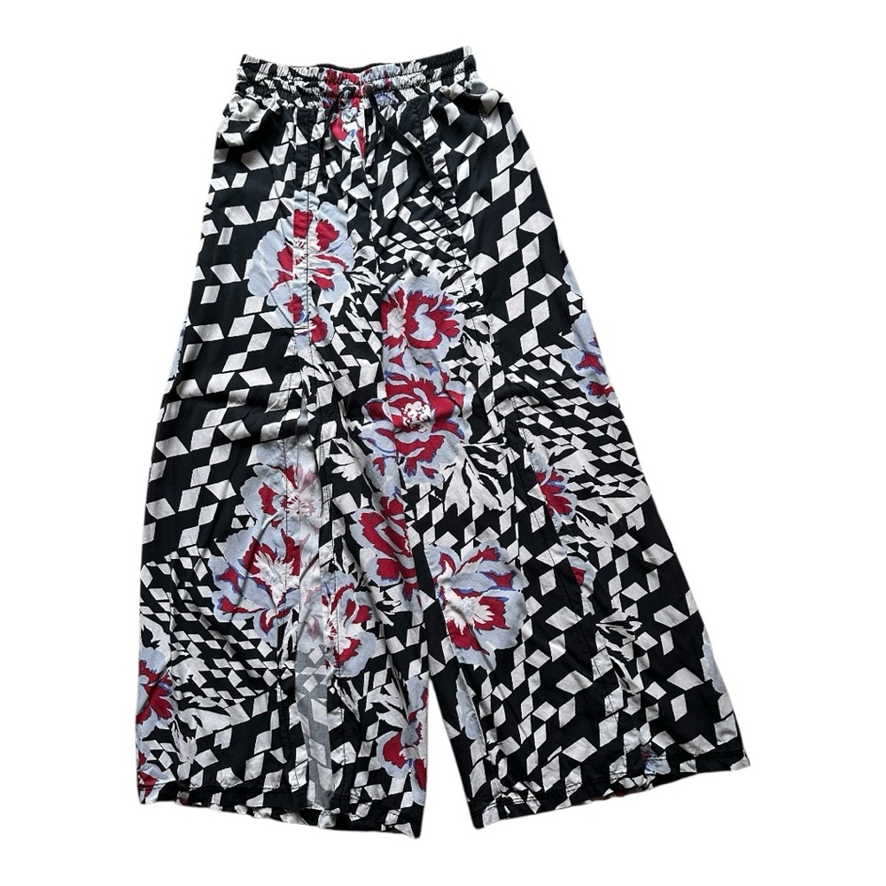 Free People Bold Geometric Floral Wide-Leg Pants with Side Slit